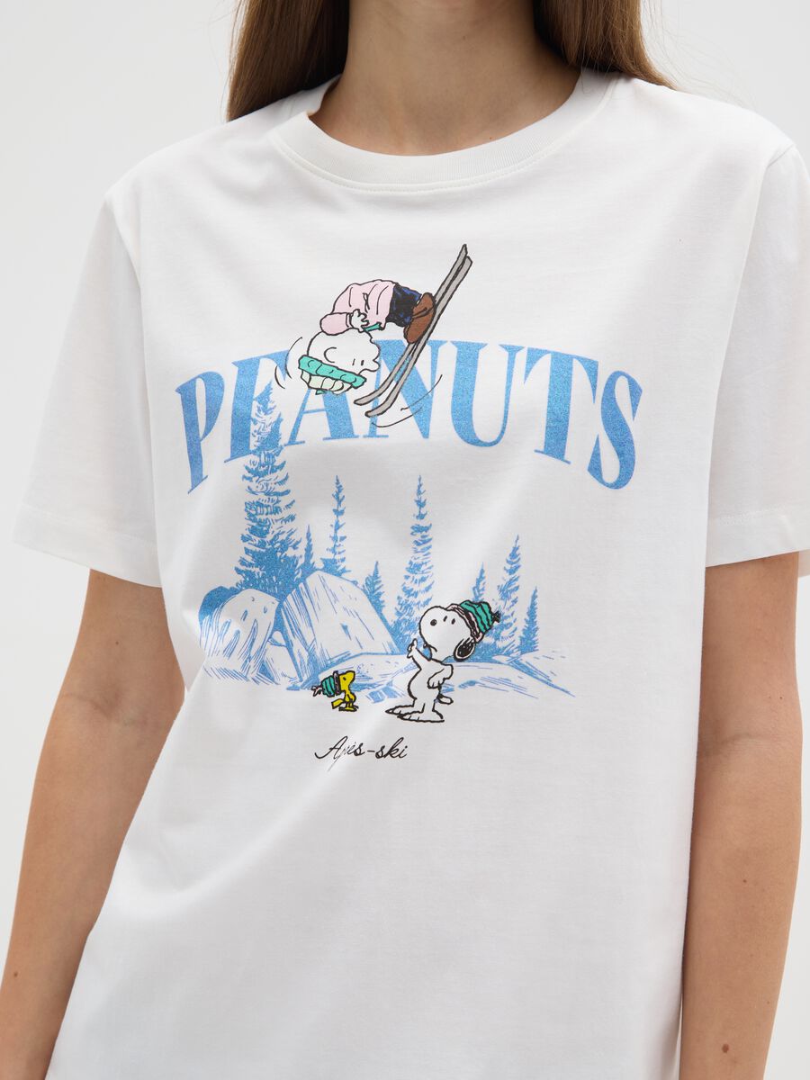 T-shirt bianca in puro cotone regular fit con stampa Peanuts_3