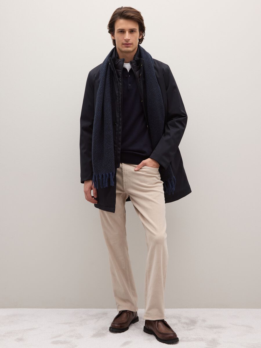 Sciarpa blu con frange_0