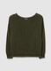 Dark green sweater with round neckline and contrast trim_4