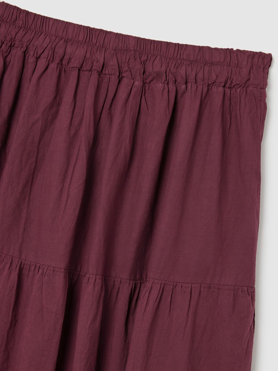 Long Red Tiered Skirt in Pure Cotton_5