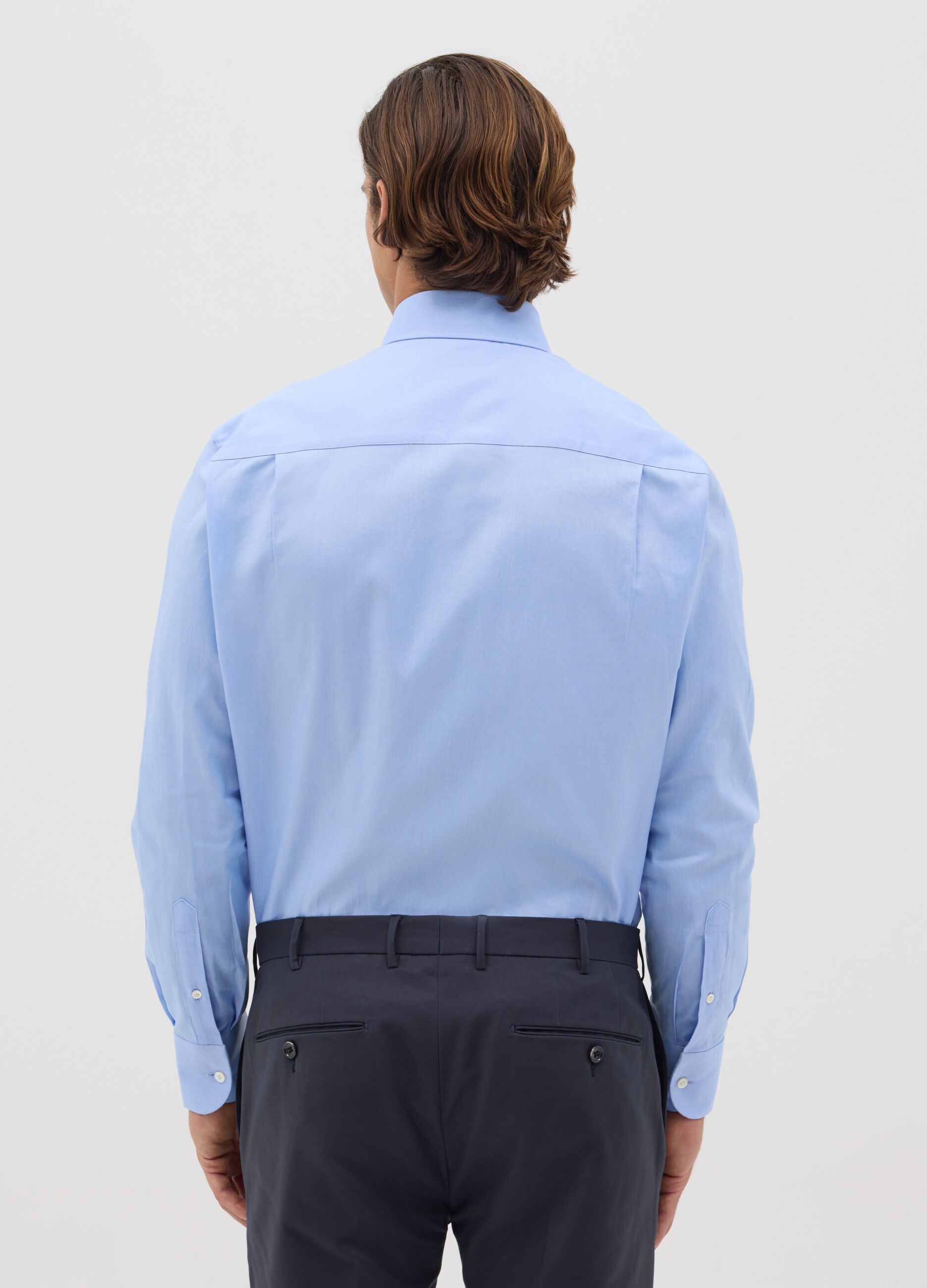 Camicia da uomo in puro cotone azzurra regular fit con colletto alla francese
