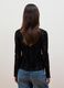 T-shirt nera in tessuto elasticizzato trasparente con fantasia regular fit_3