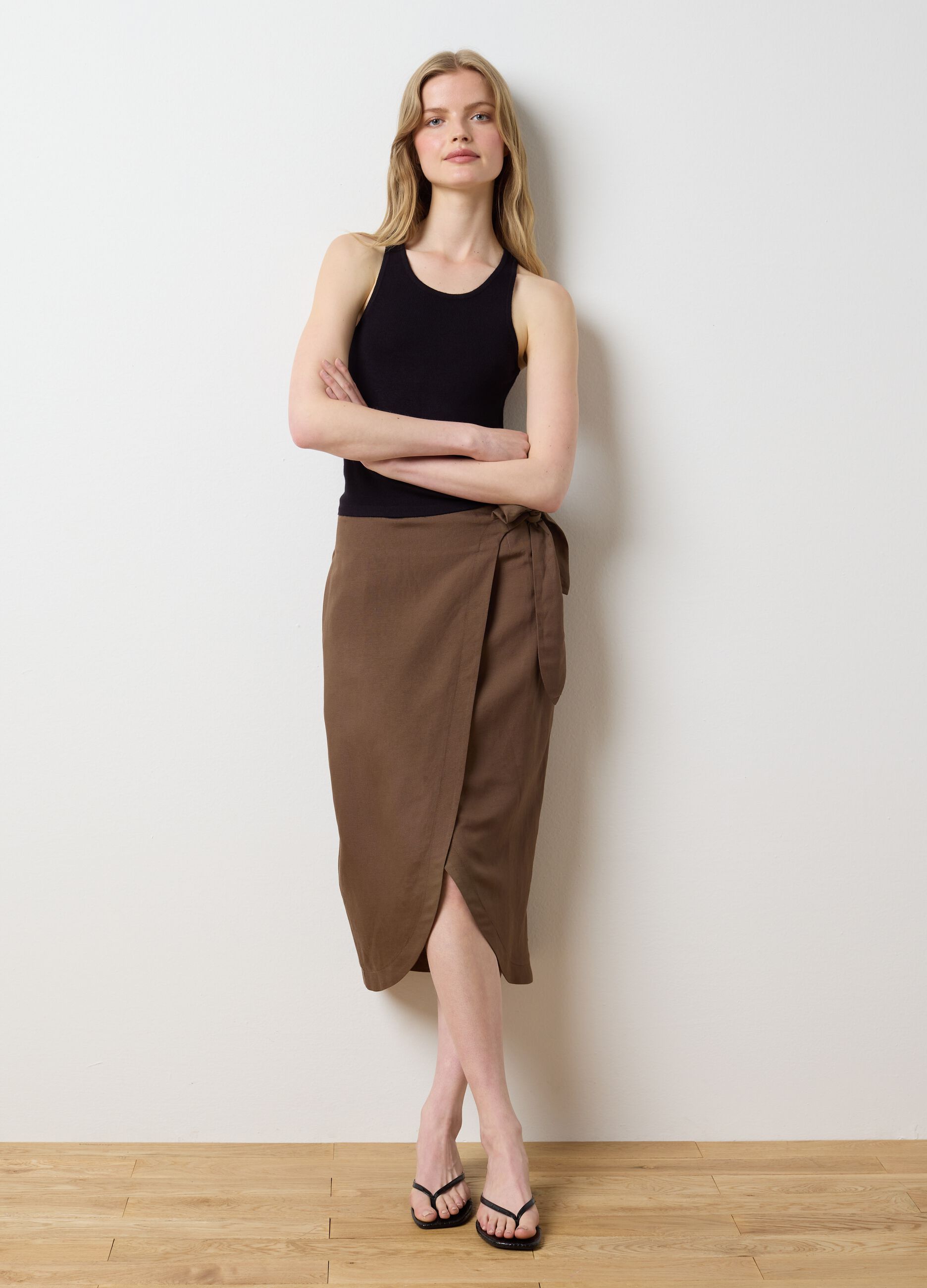 Canotta da donna in misto viscosa nera fitted