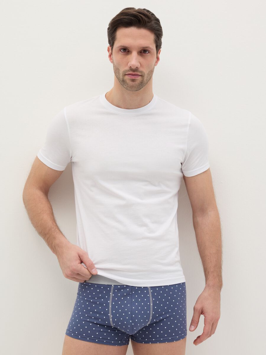 Midi boxer shorts in stretch cotton with pattern._0