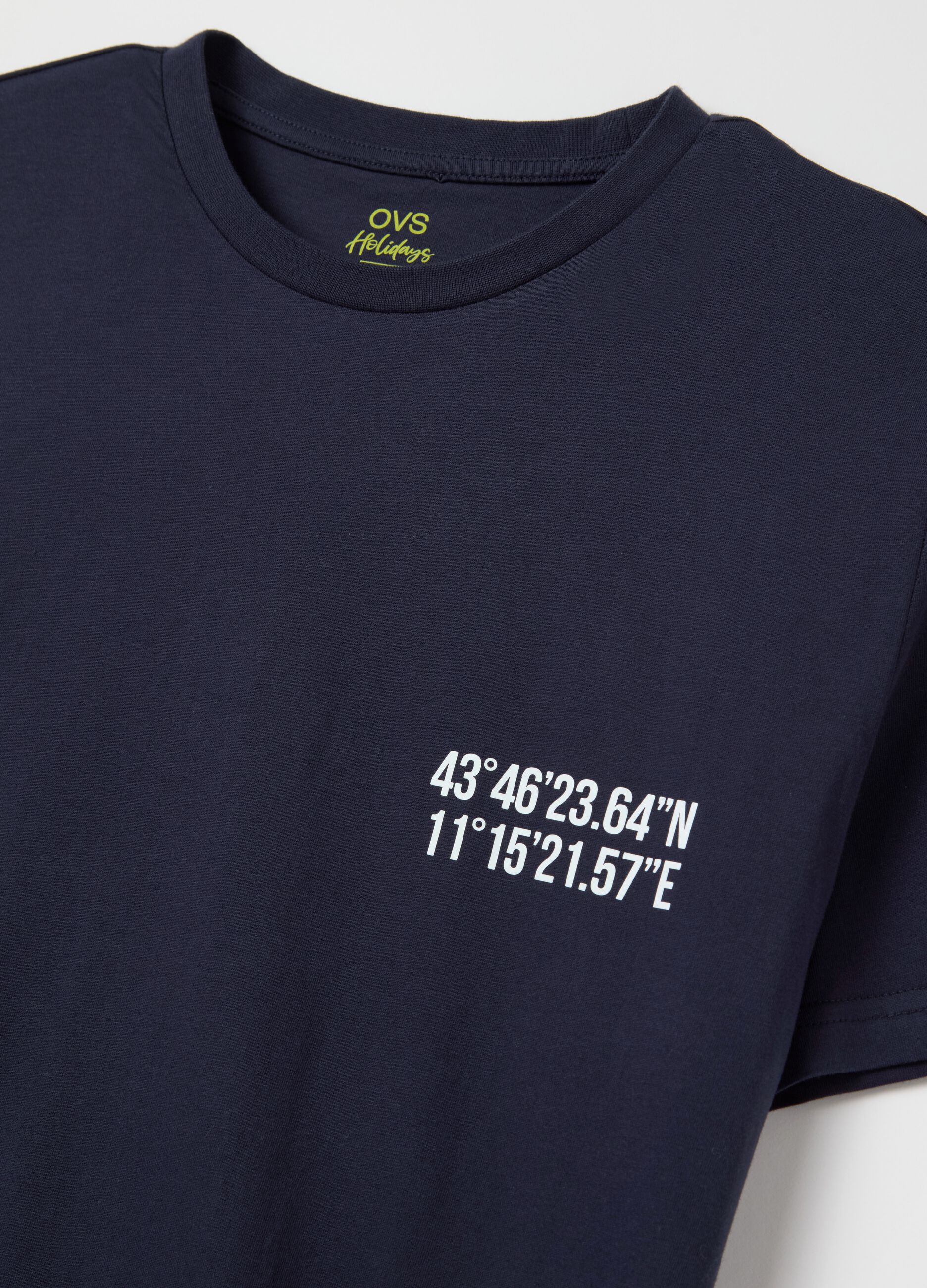 Cotton T-shirt with Santa Maria del Fiore coordinates print