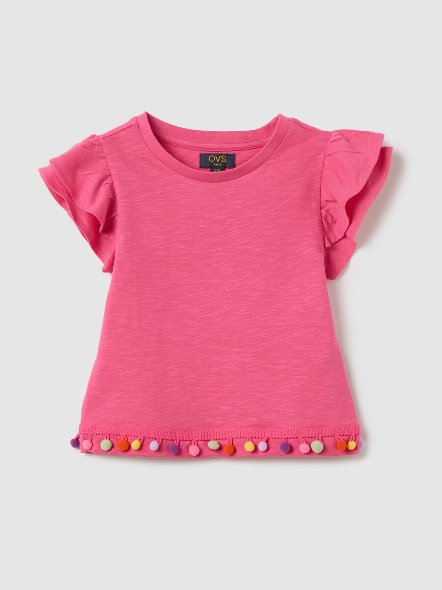 Pink short-sleeved cotton t-shirt for girls_0