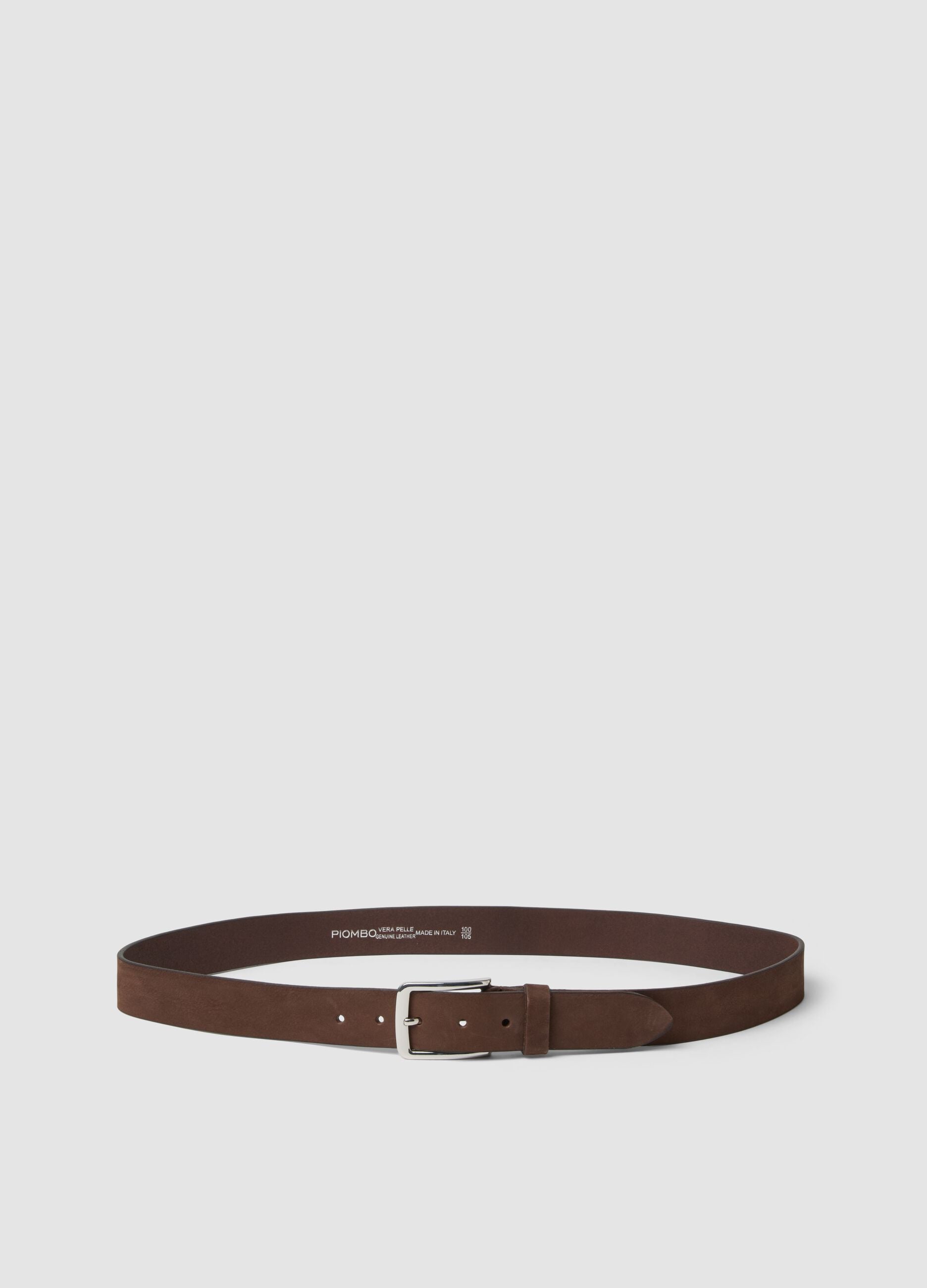 Men&rsquo;s brown genuine leather belt with metal buckle