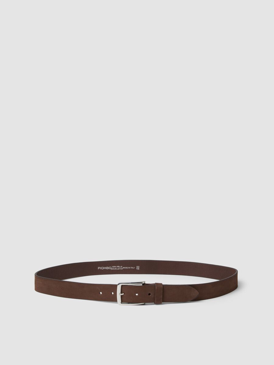 Cintura marrone in vera pelle con fibbia in metallo_0