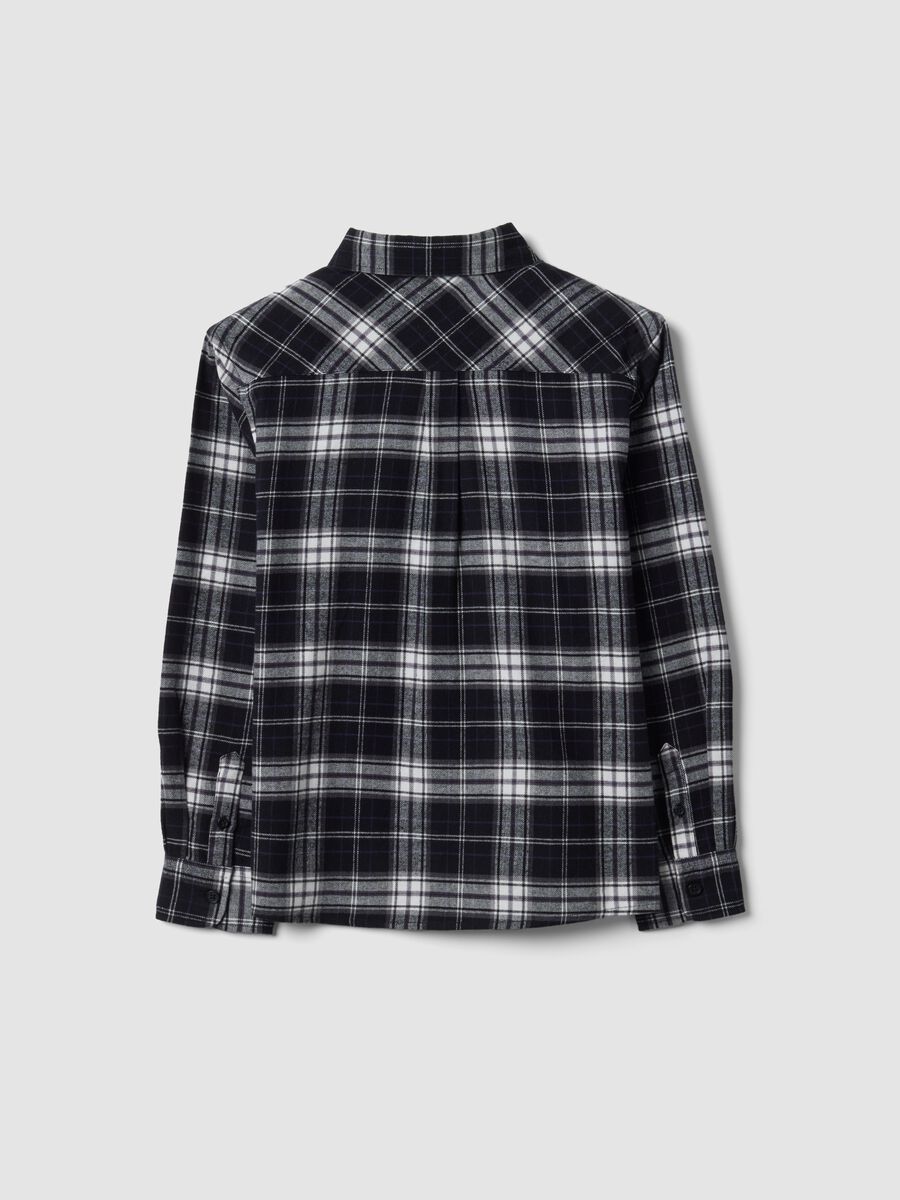 Camicia nera a quadri in puro cotone regular fit per ragazzo_4