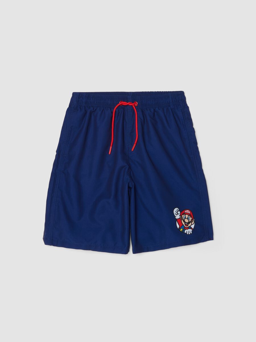 Boxer da mare blu regular fit con stampa Super Mario_0