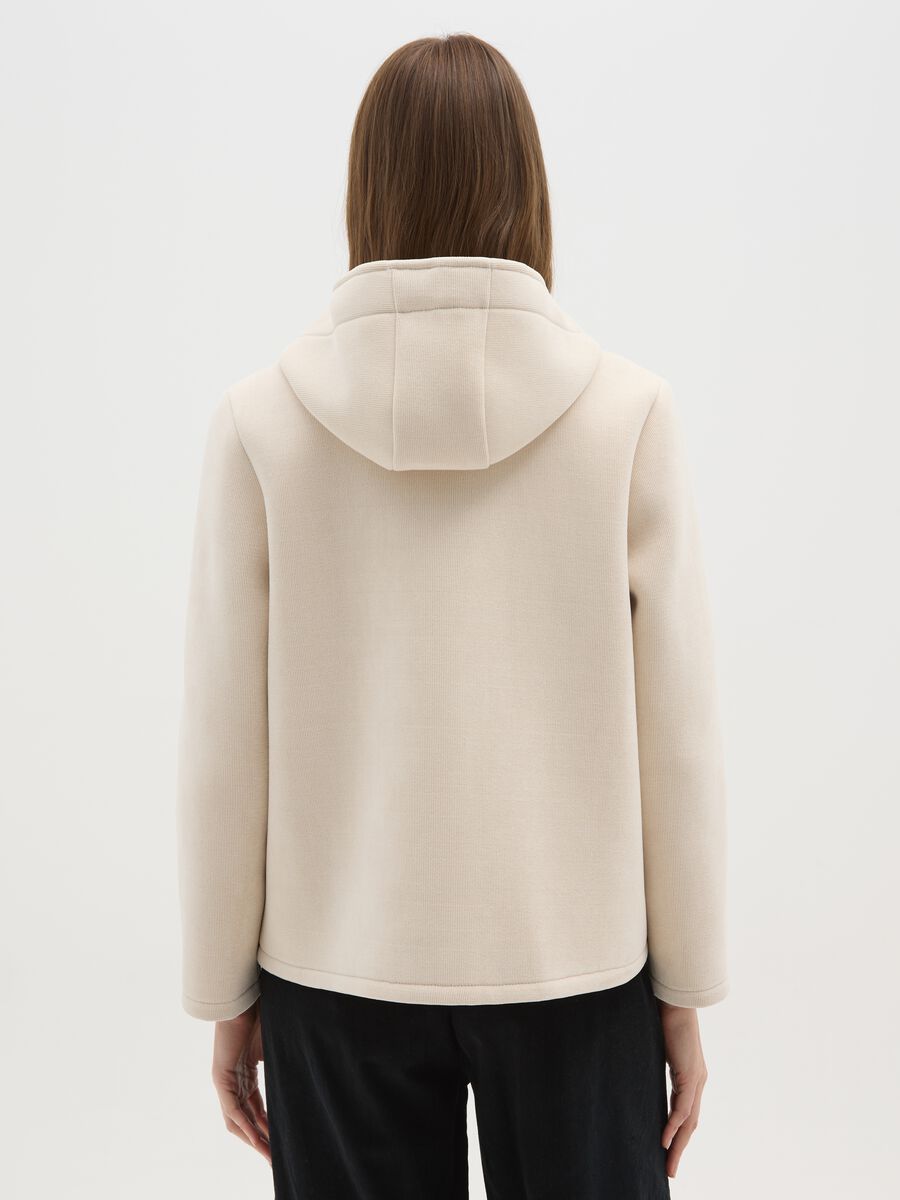 Giacca beige in tessuto a costine con cappuccio_2