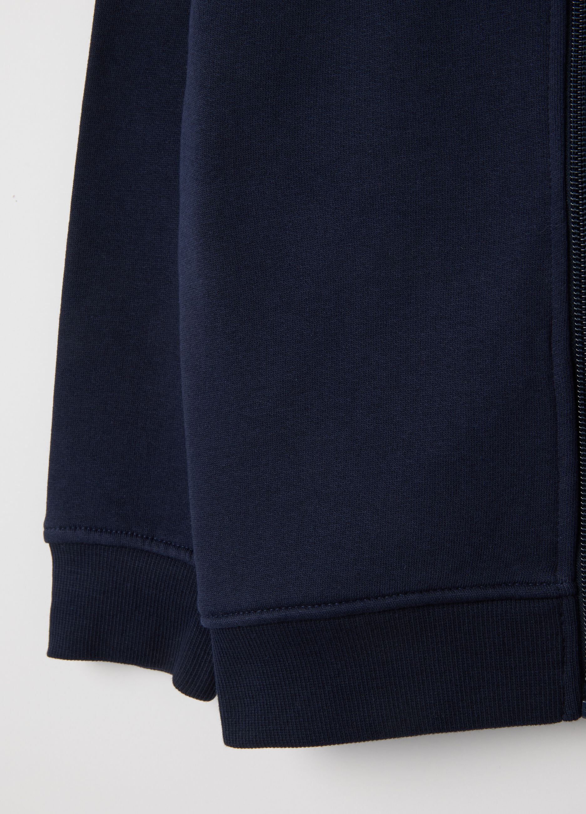 Felpa da bambino in puro cotone blu con zip