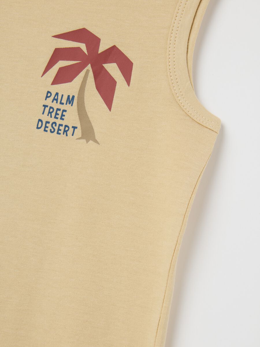 Canotta da bambino in puro cotone beige regular fit_2