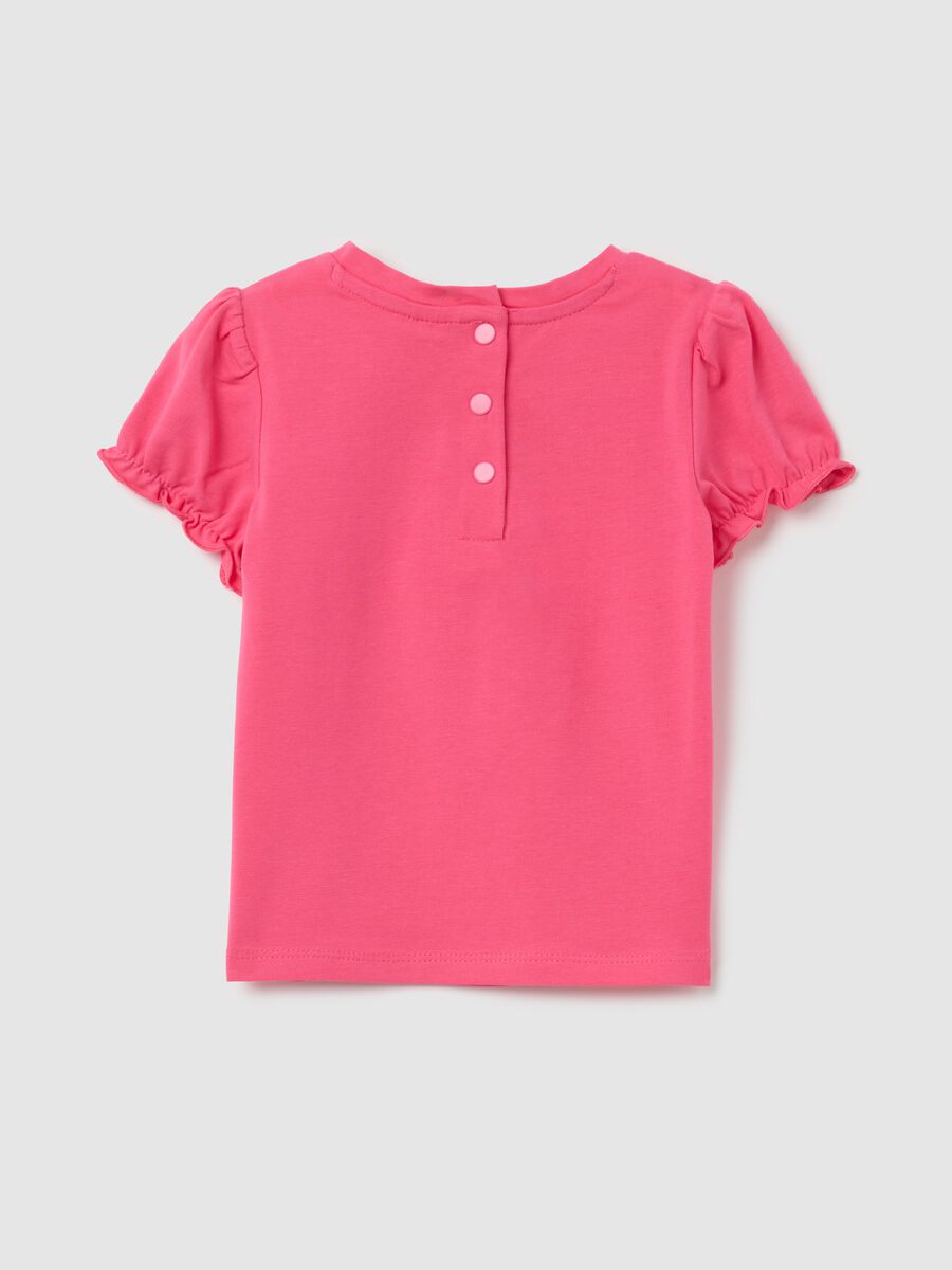 Pink round neck T-shirt with embroidered details Fagottino_1