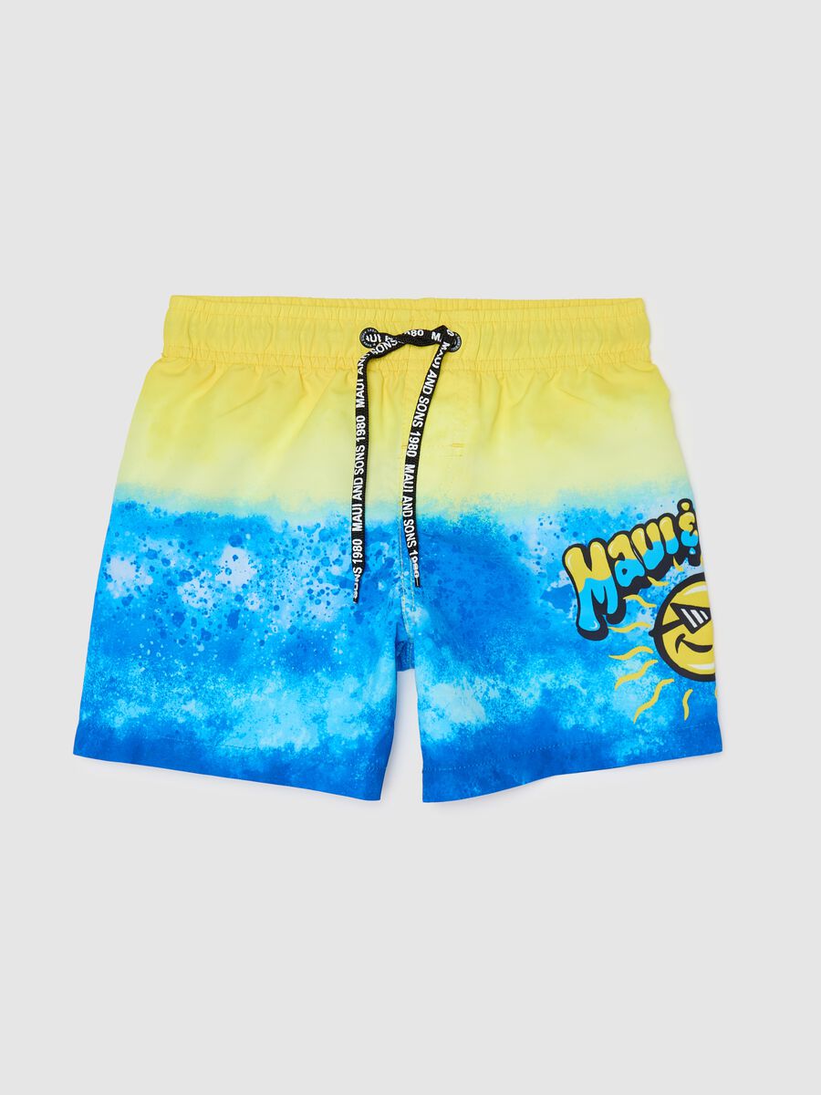 Yellow and blue swim boxers for kids_0