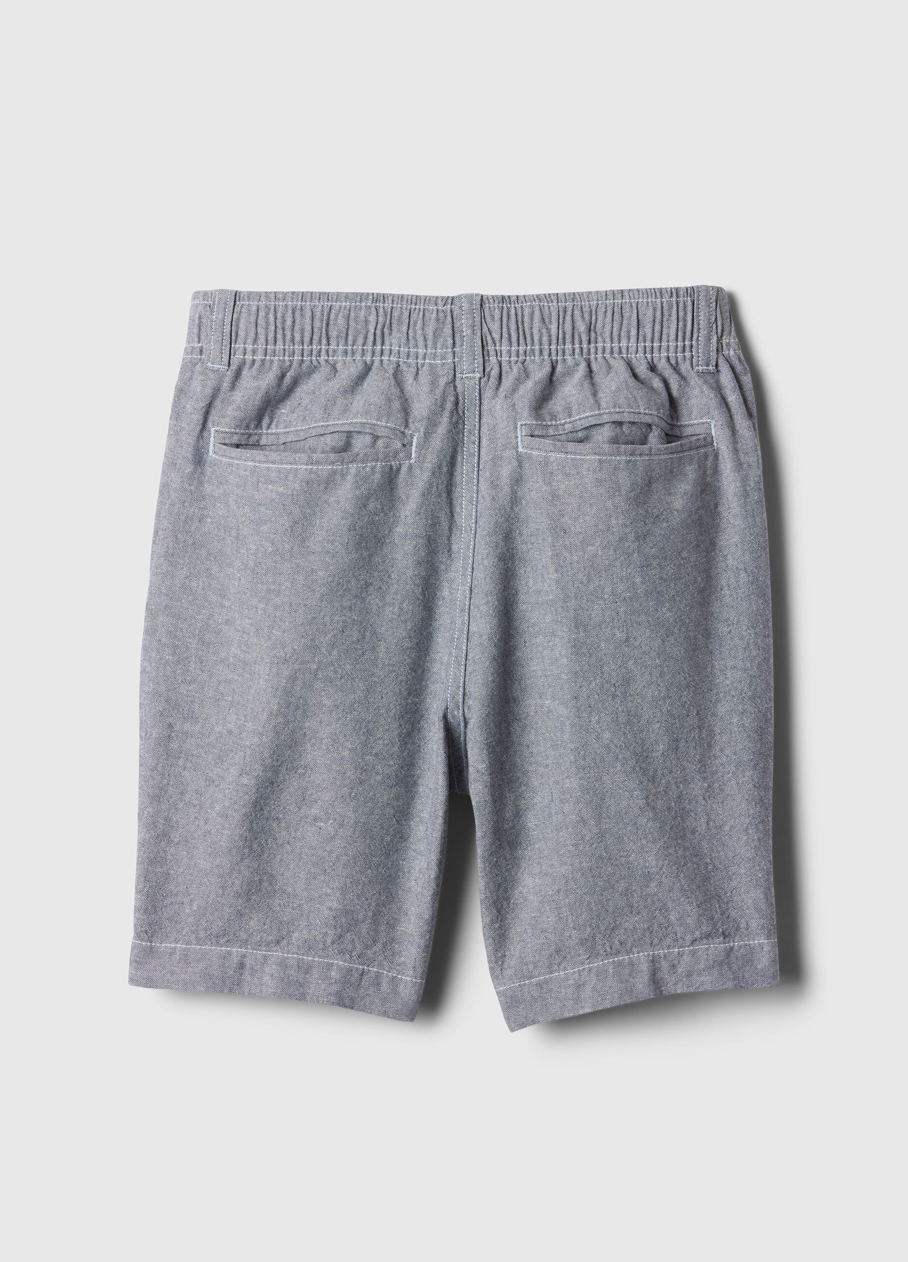 Linen and viscose Bermuda shorts with stretch waist