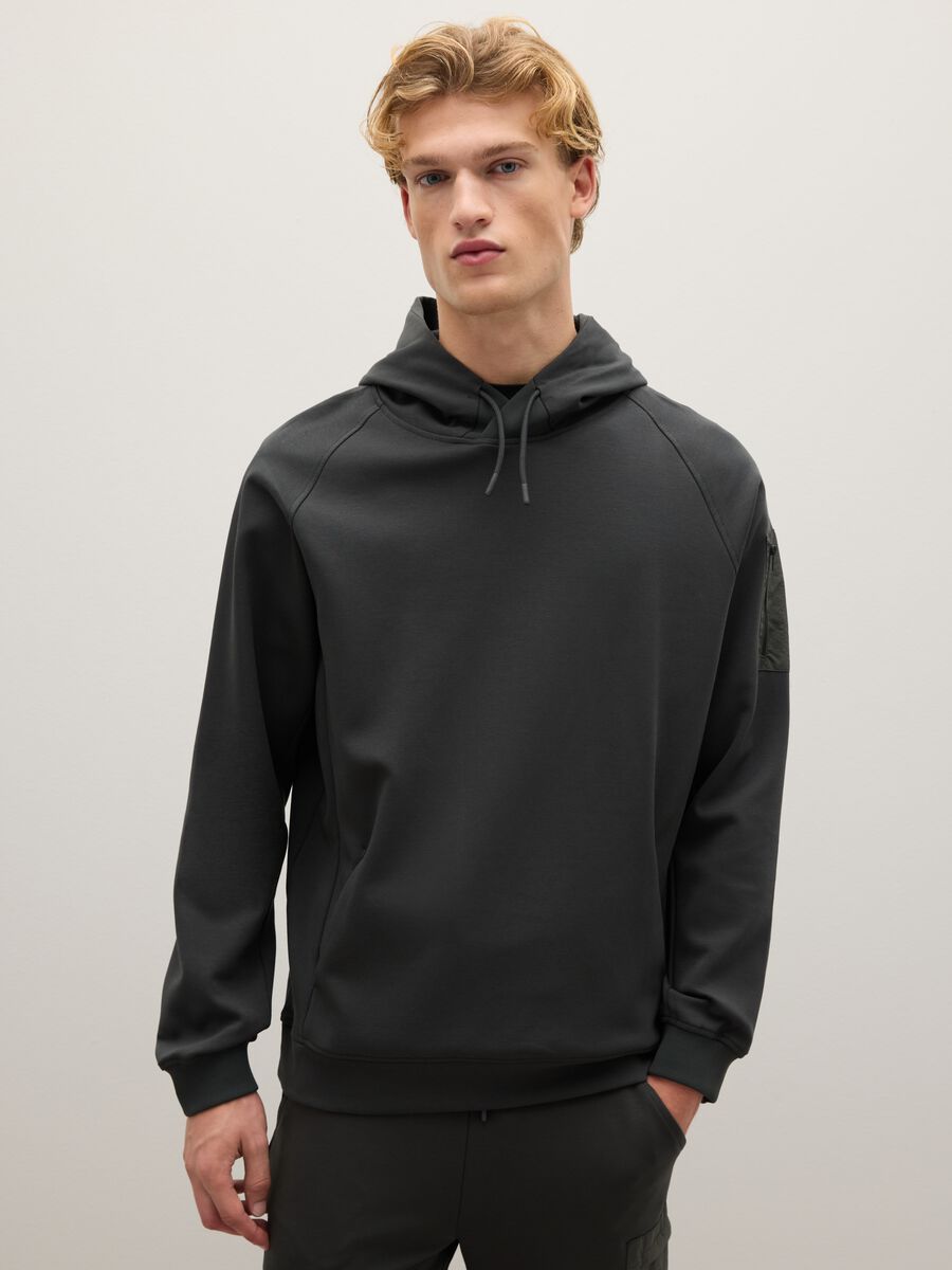 Green Stretch Cotton Hooded Sweatshirt_0