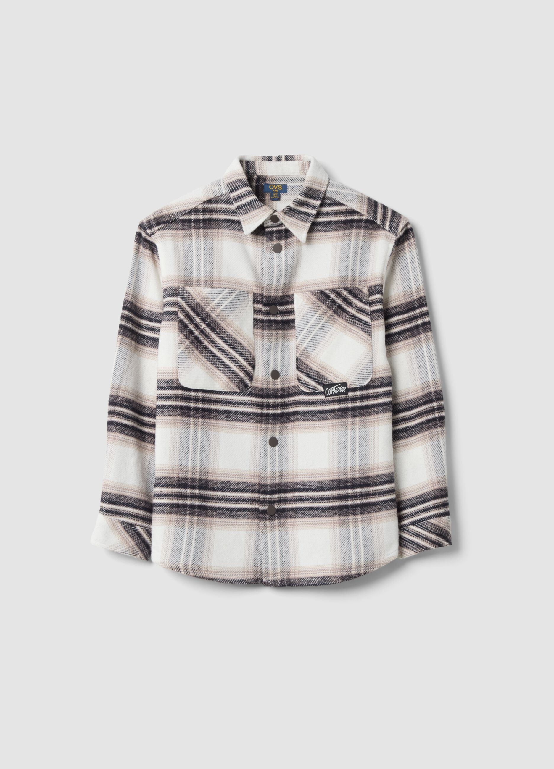 Beige checked pure cotton shirt