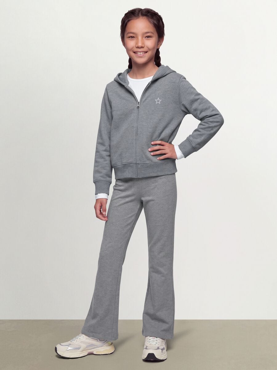 Felpa grigia in puro cotone organico con cappuccio e stampa stella regular fit_1