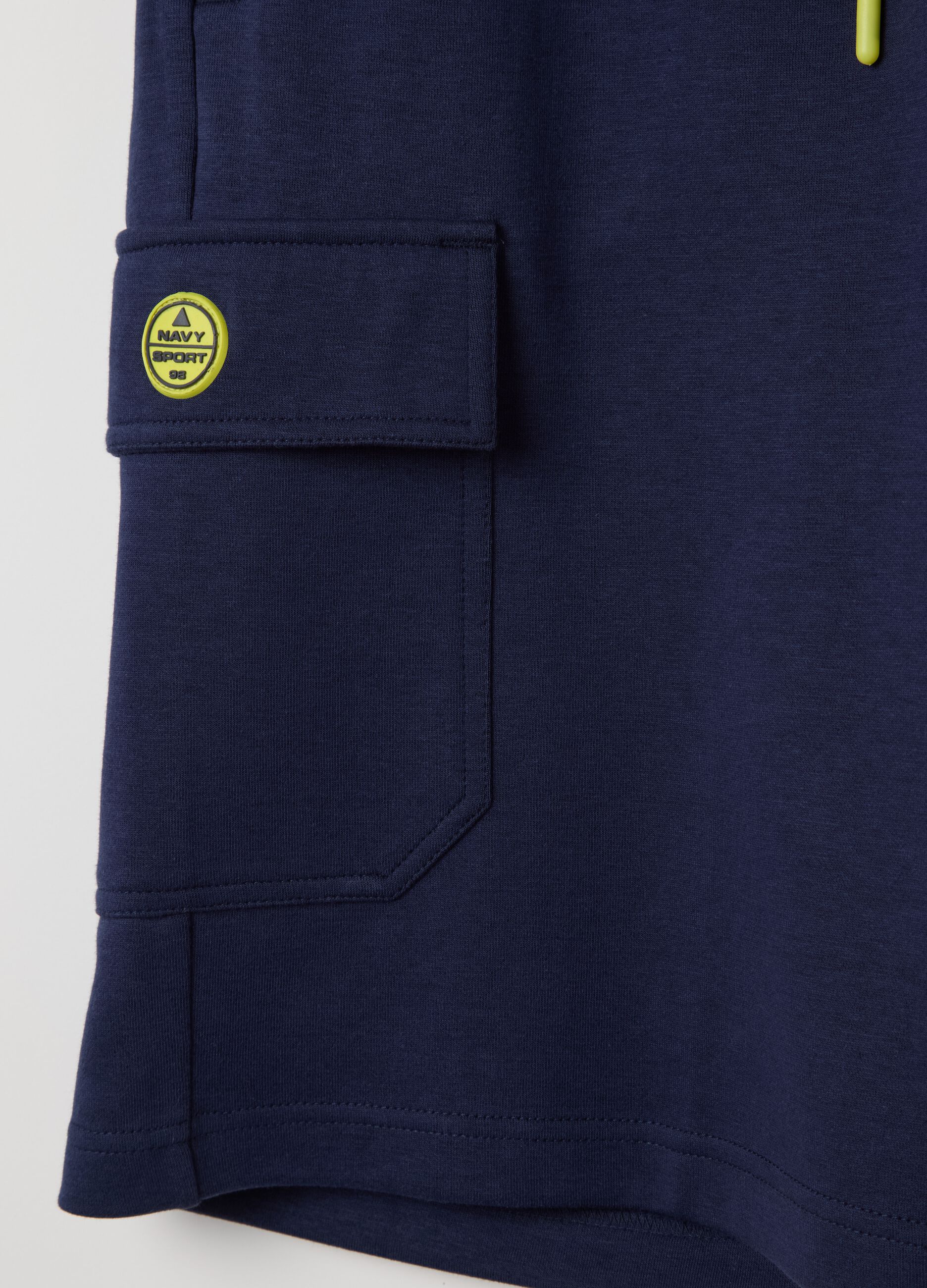 Blue cargo Bermuda joggers with logo