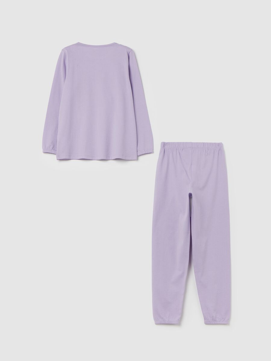 Pigiama in cotone bio con scritta "Jumping in my bed"_1