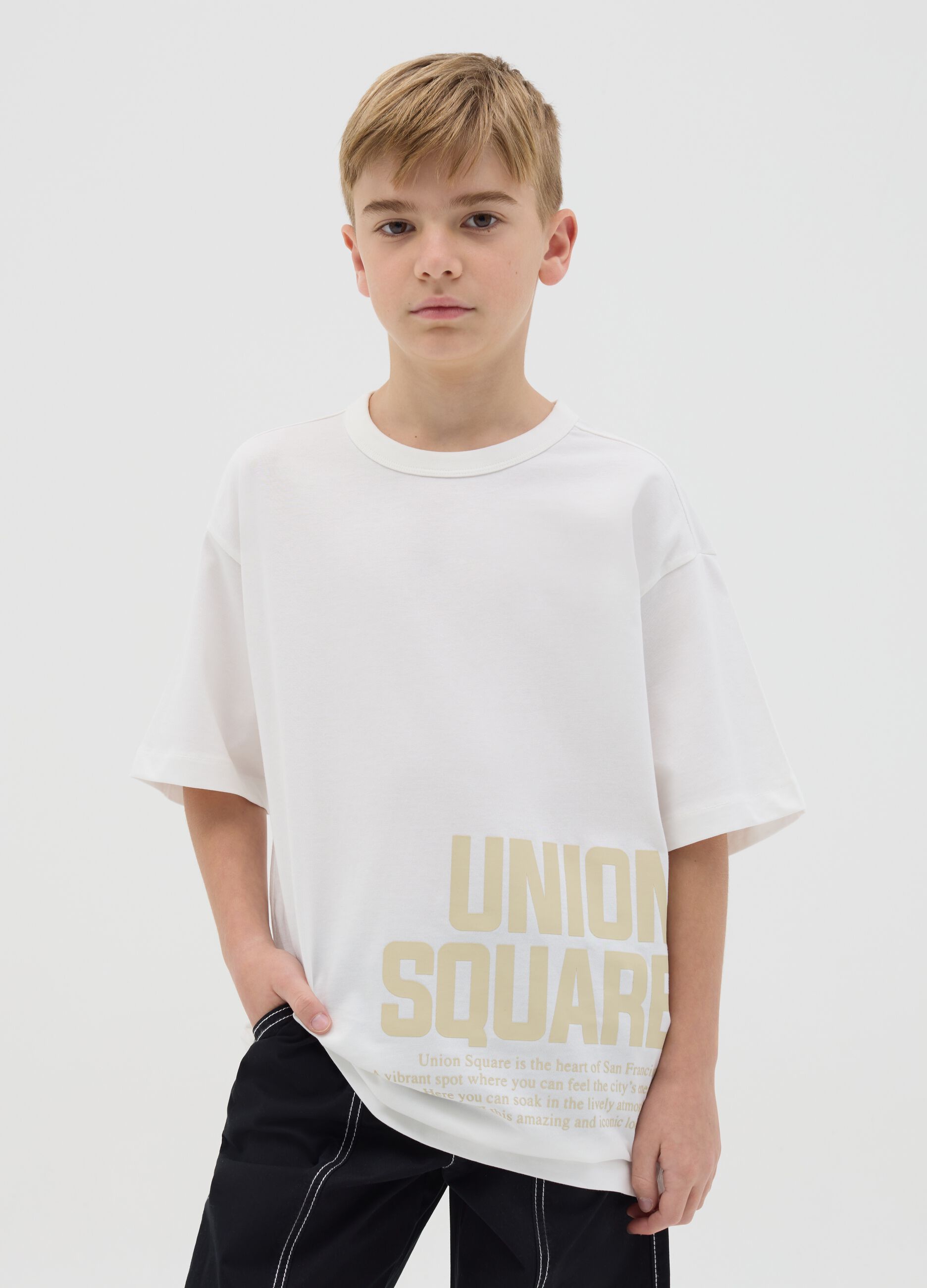 T-shirt over fit in cotone con stampa "Union Square"