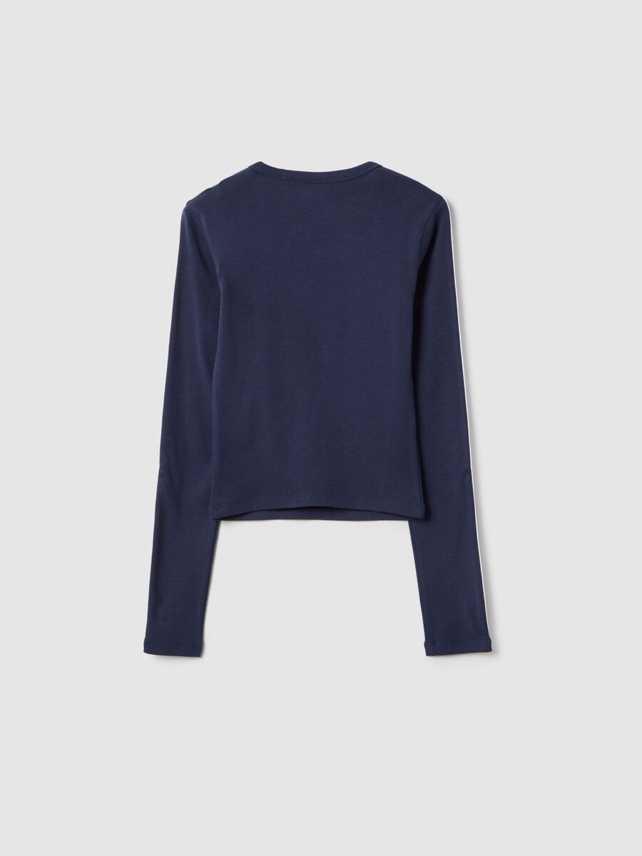 T-shirt in cotone elasticizzato blu da ragazza slim fit con stelle_4