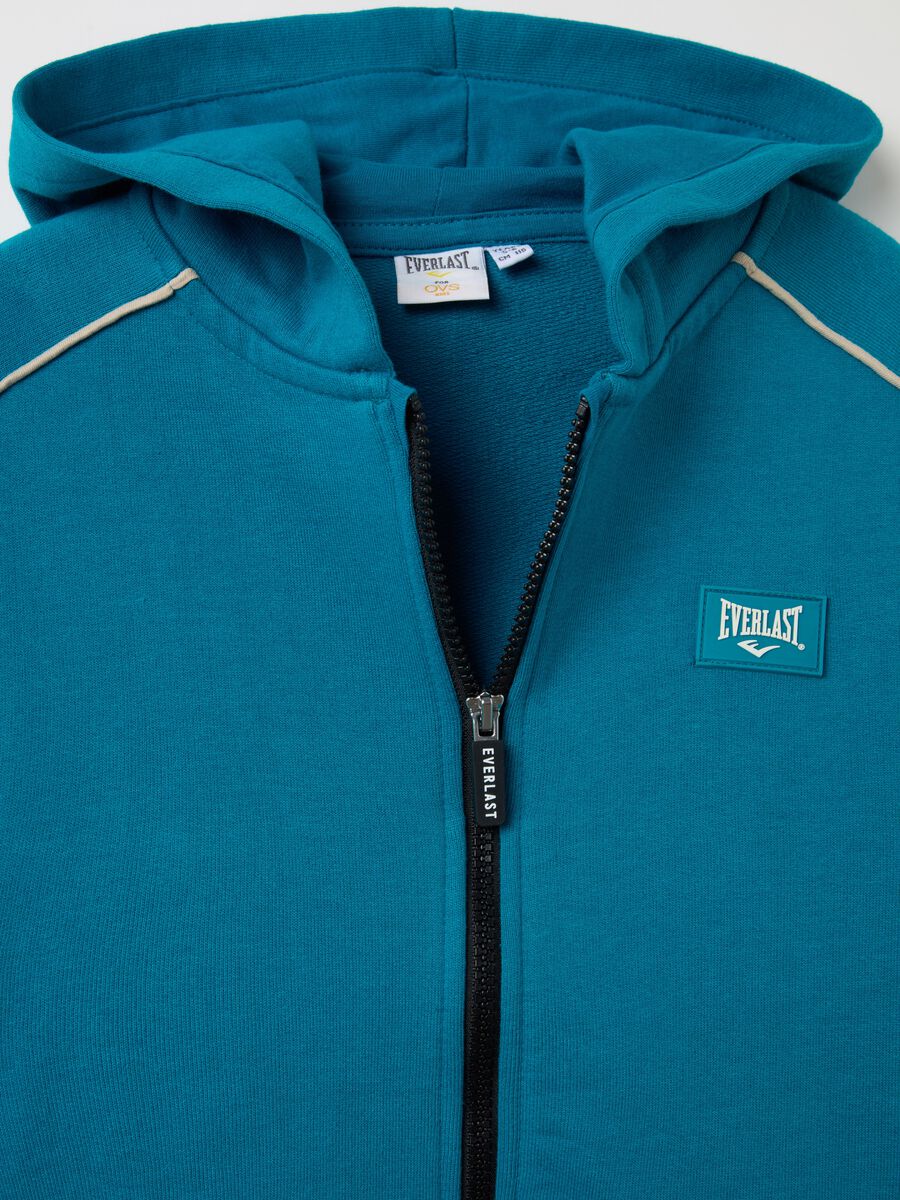 Full-zip sweatshirt in French terry with hood and logo patch_2