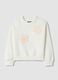 Girls' white pure cotton sweatshirt regular fit with floral embroidery_0