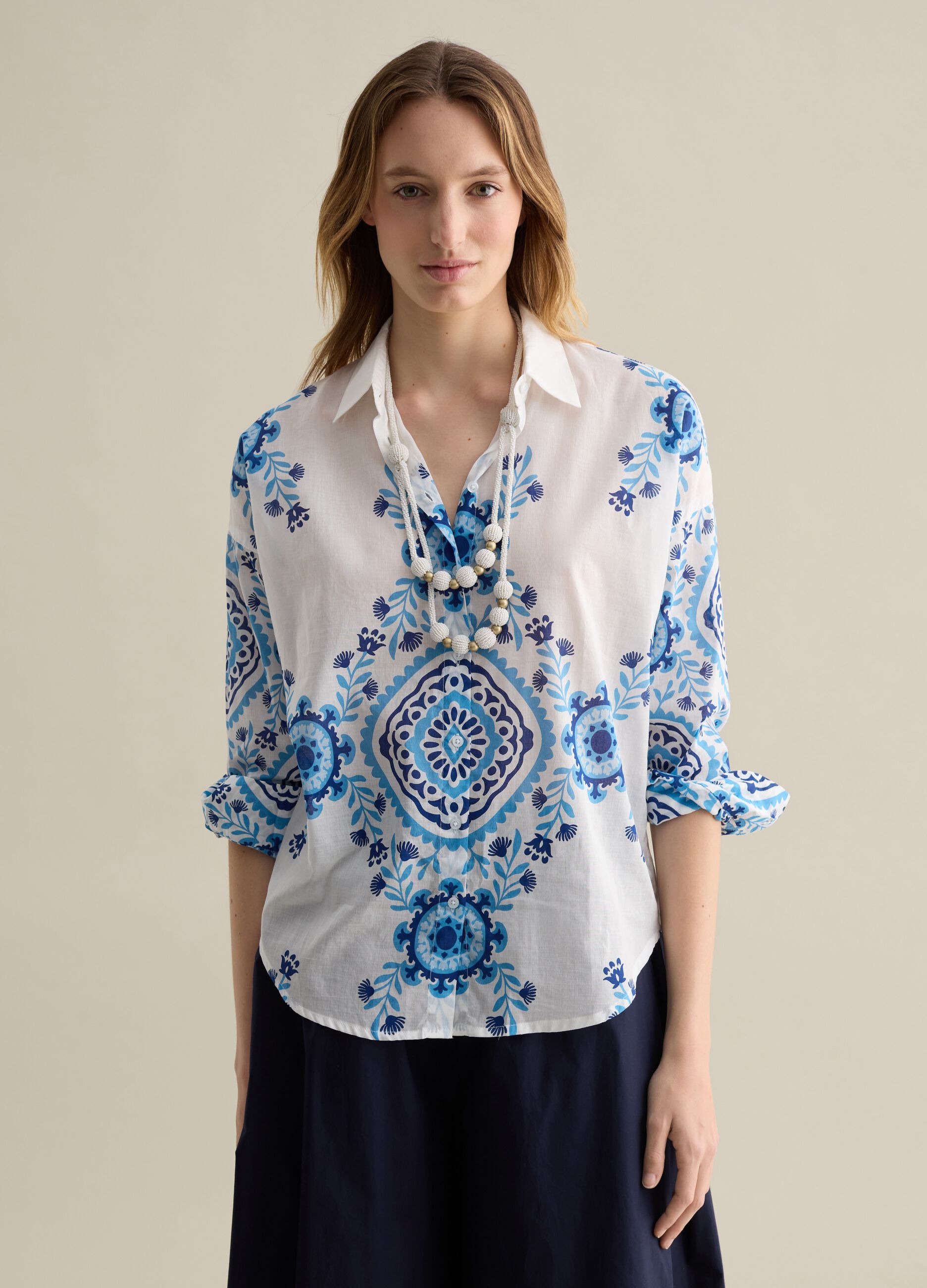 Camicia in cotone con motivo etnico