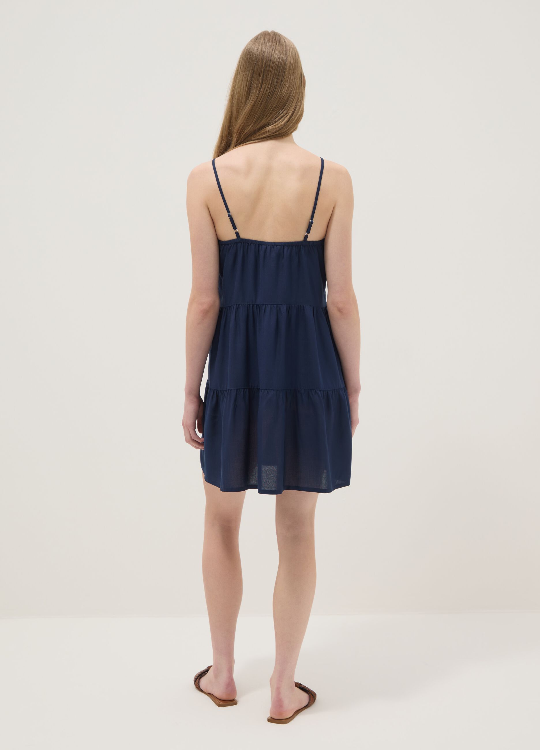 Blue dress in pure viscose