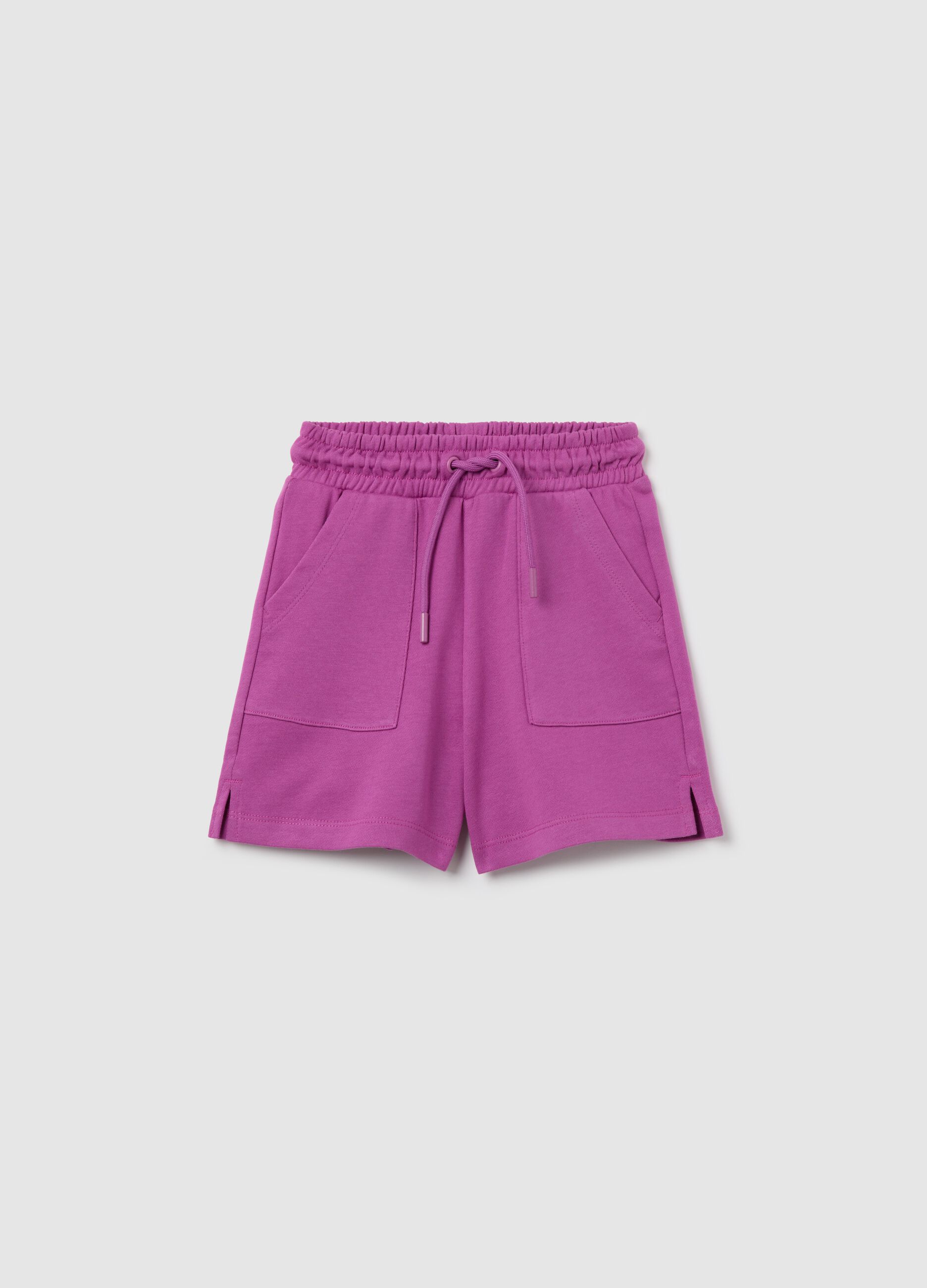 Bermuda shorts in French terry with drawstring