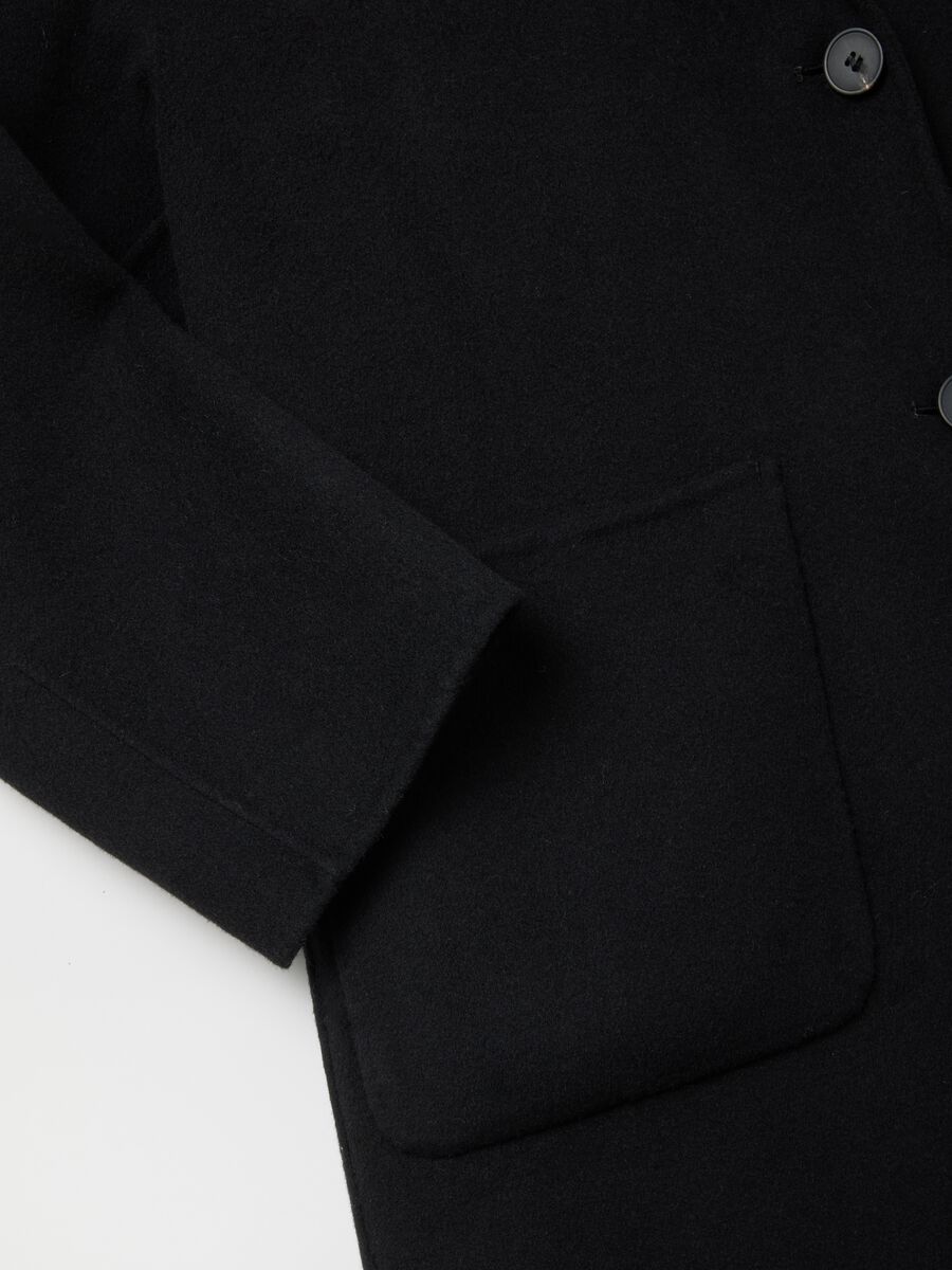 Black long coat in wool and cashmere blend regular fit_1