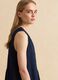 Blue pure cotton midi dress, regular fit with ruching_3