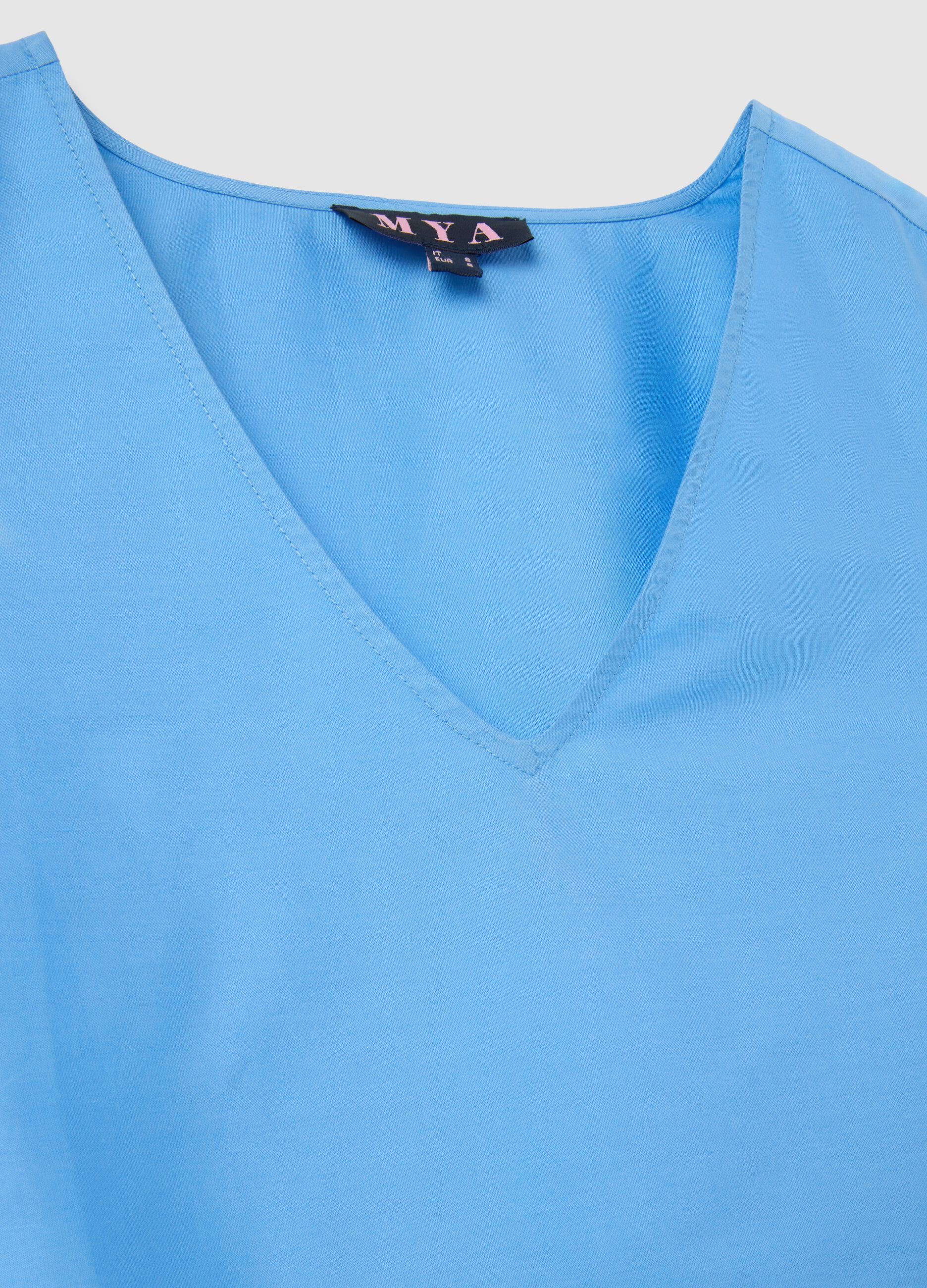 Women's sleeveless dress in pure blue cotton regular fit