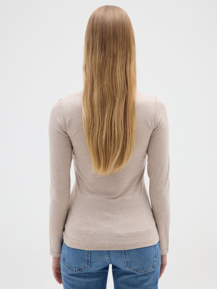 Beige stretch viscose T-shirt regular fit_2