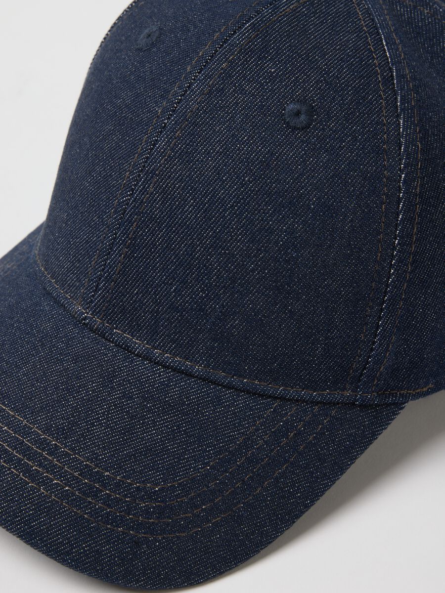 Pure denim blue cotton baseball cap_2