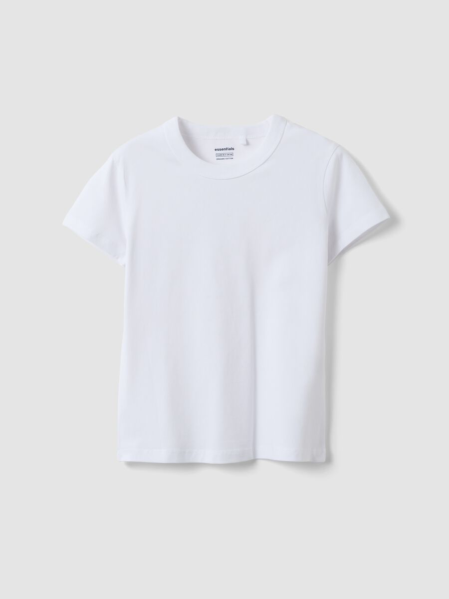 T-shirt in cotone elasticizzato bianca da ragazza regular fit_0