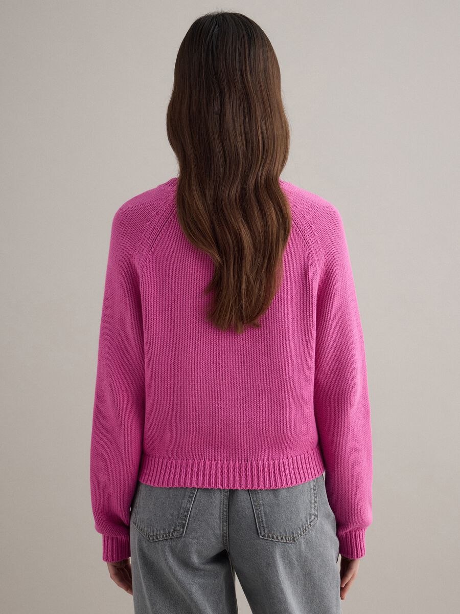 Pink crew neck jumper in pure cotton regular fit_3