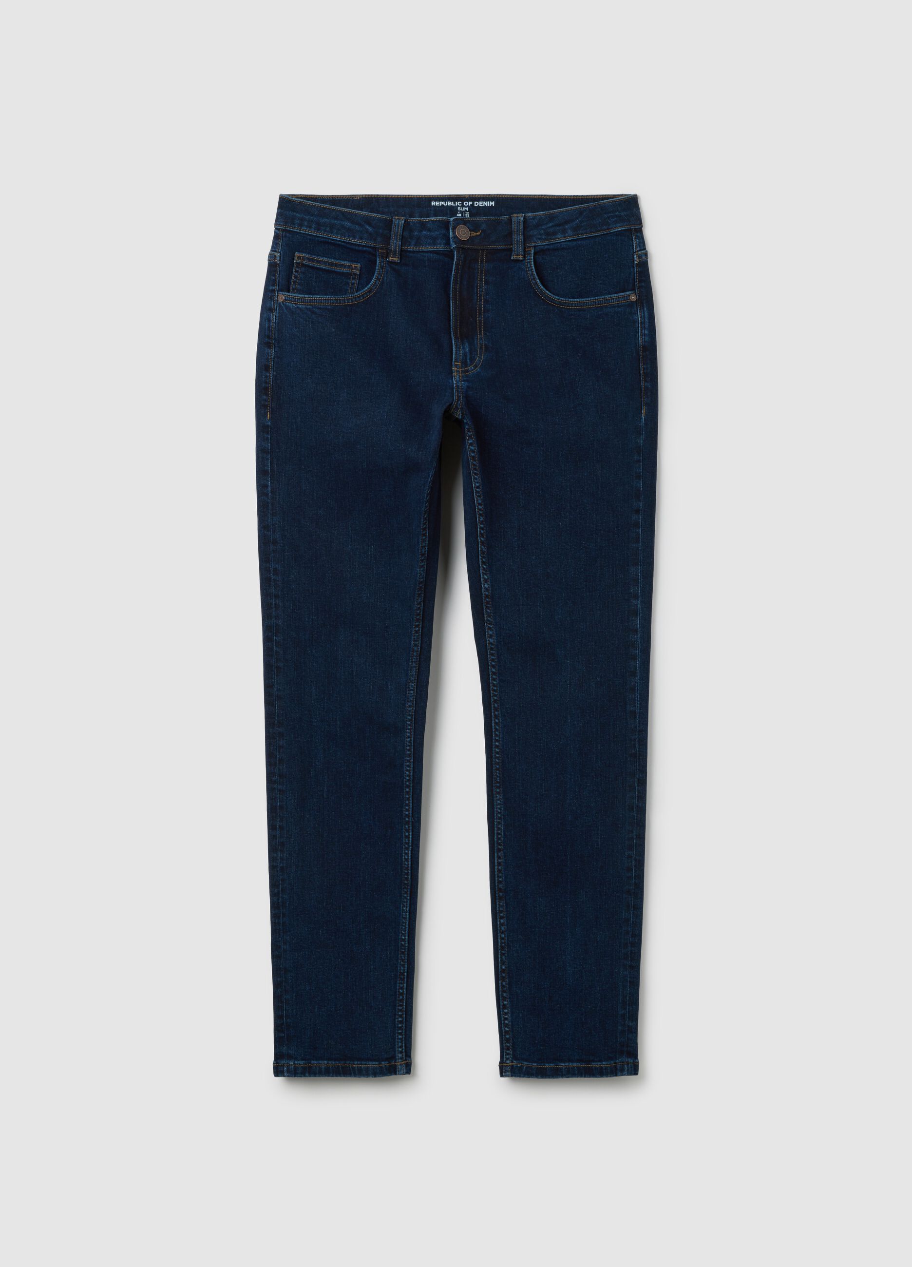 Jeans da uomo in denim blu scuro slim fit
