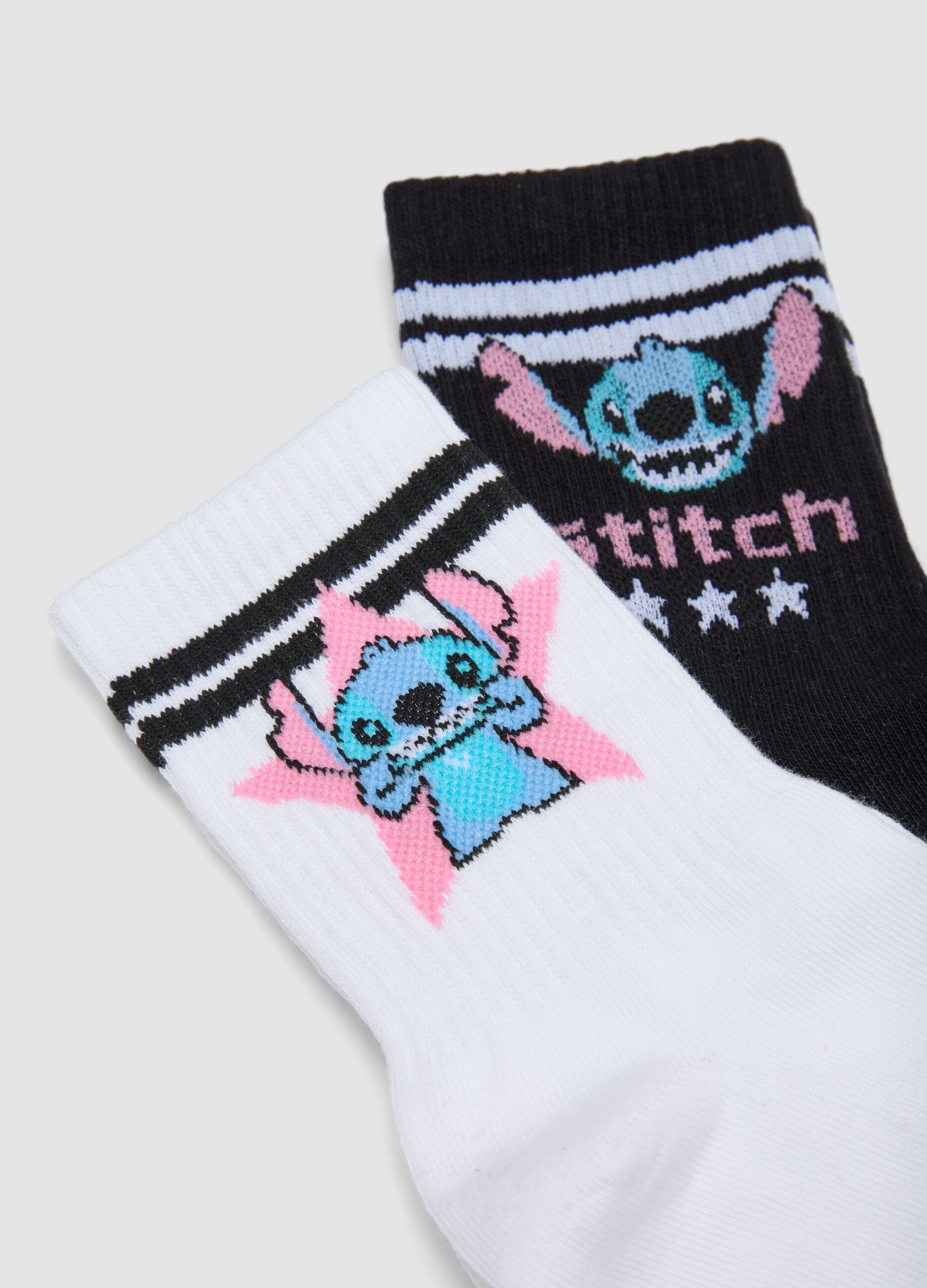 3-pack of multicolour mid-calf socks in stretch organic cotton with Stitch print