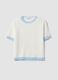 White viscose-blend T-shirt with contrast trims_0
