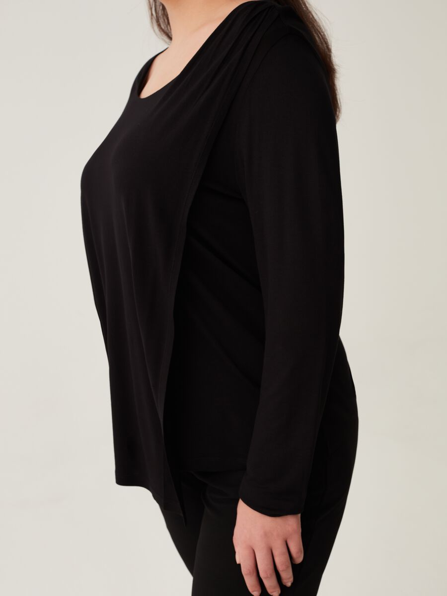 T-shirt a maniche lunghe con drappeggio Curvy_3