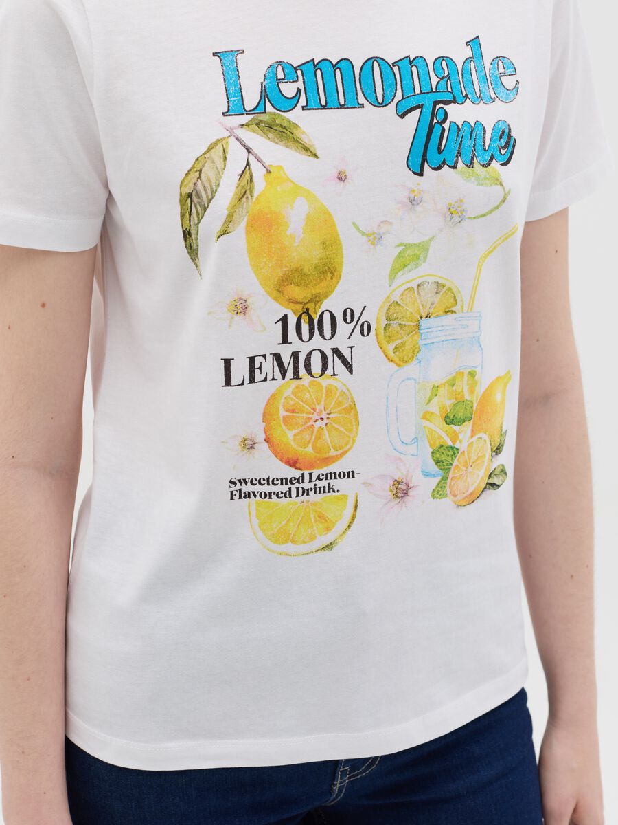 White T-shirt with Lemonade Time print in pure cotton from Ovs_2