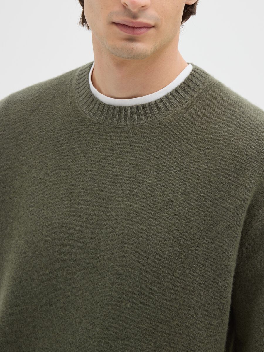 Grey-green wool blend sweater, regular fit_3