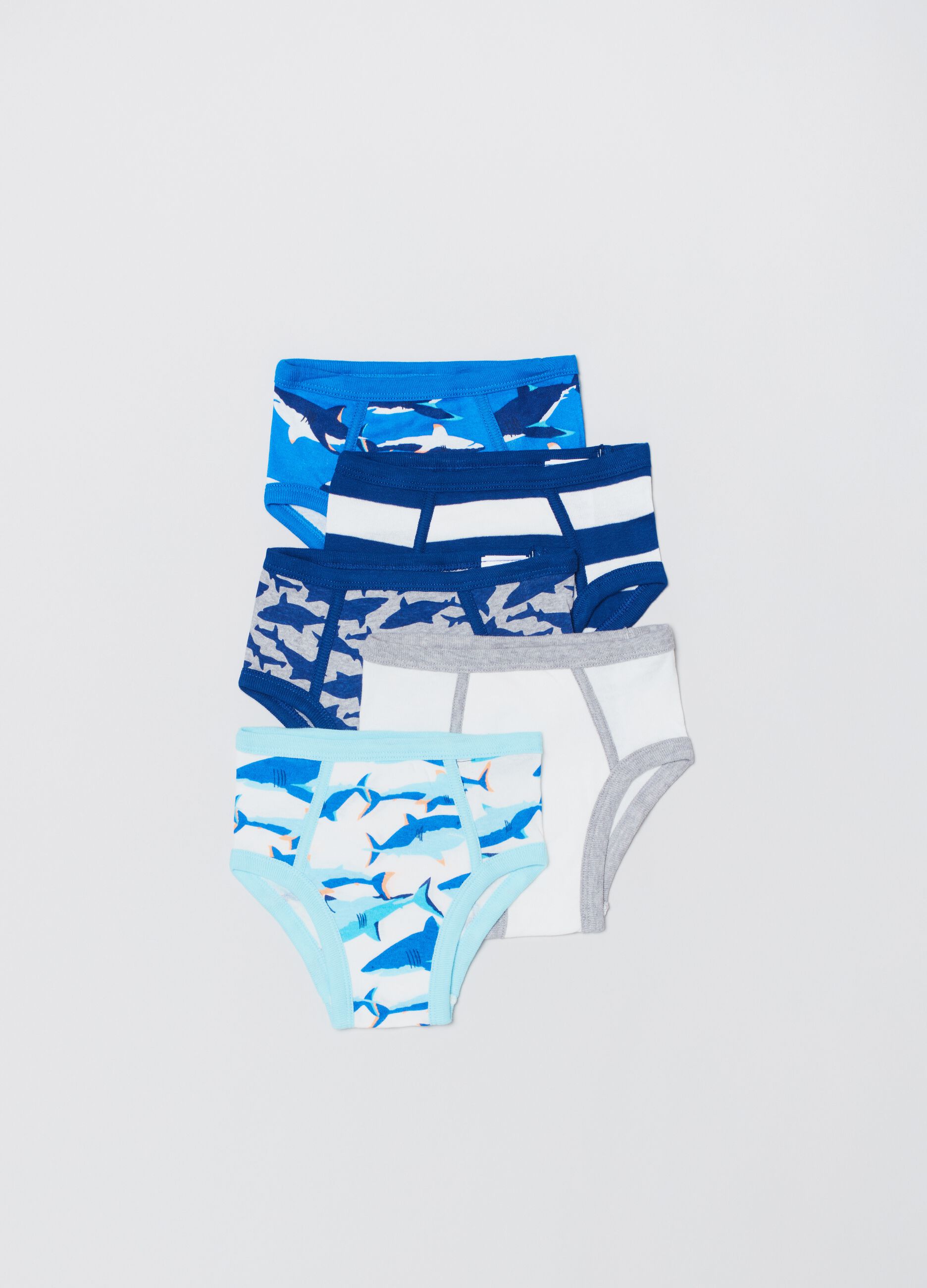 Set cinque slip con stampa squali_0