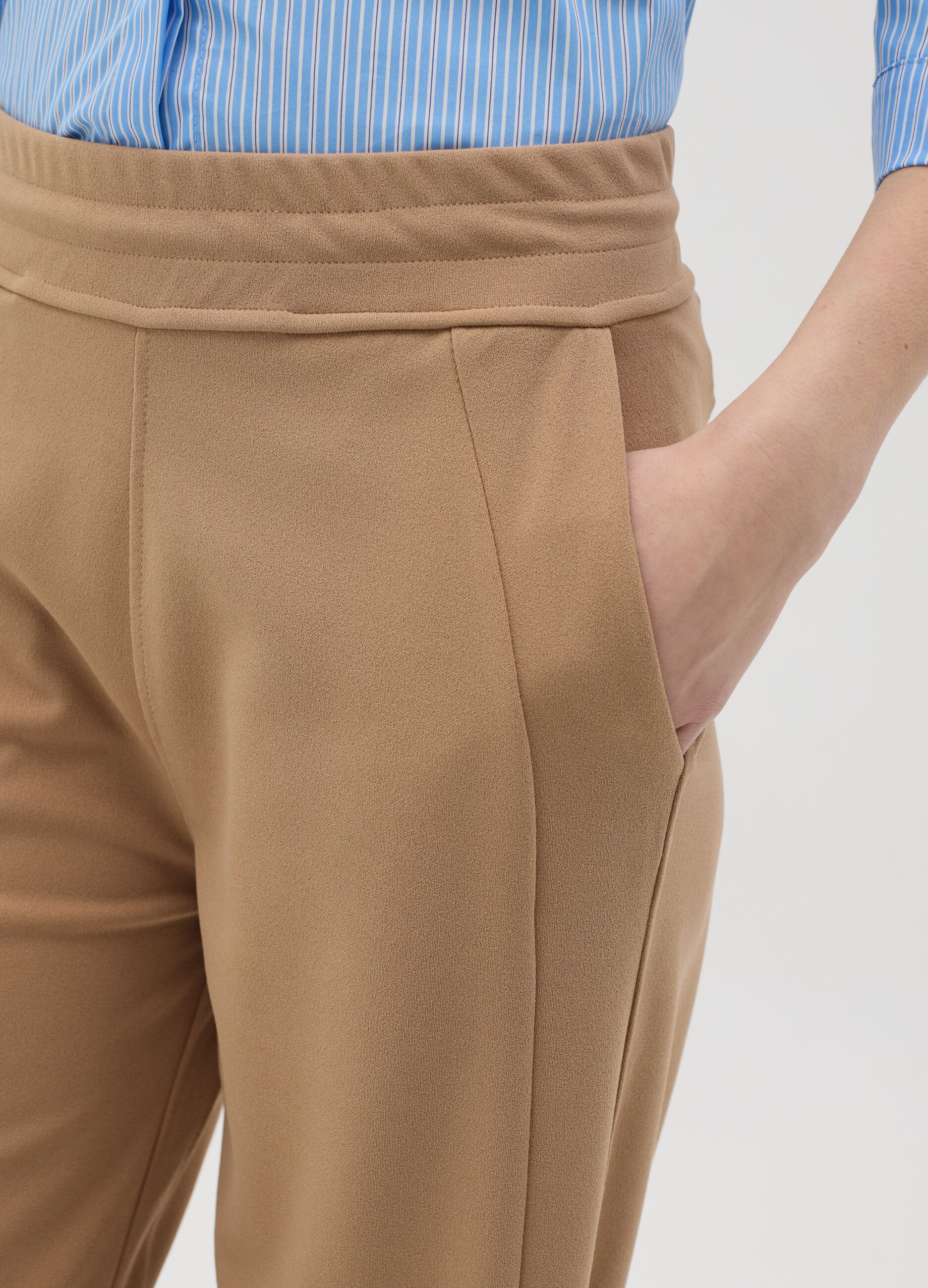 Beige palazzo trousers with pockets