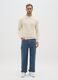 Beige cotton blend crewneck sweater in regular fit_0