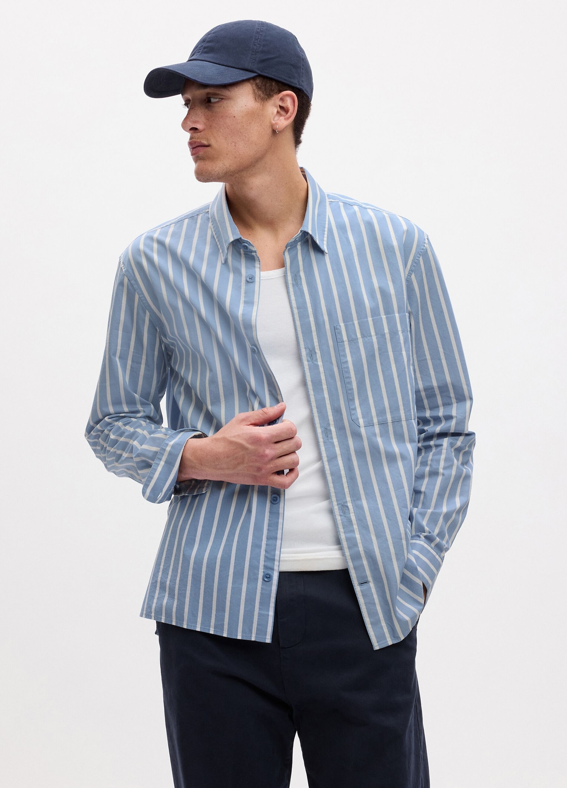 Ovs Camicia regular fit in twill a righe con tasca