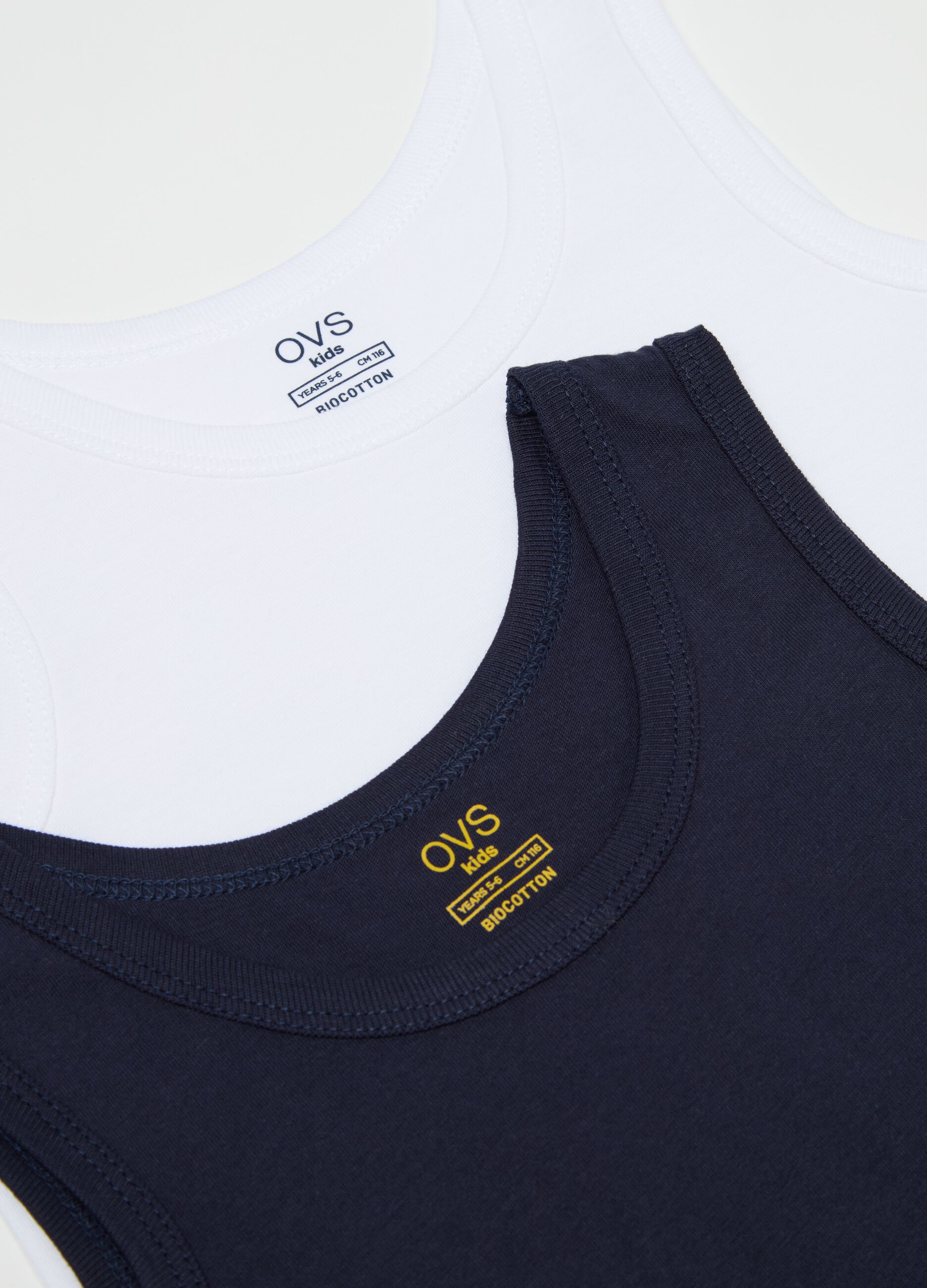 Two-pack racerback vests in organic cotton